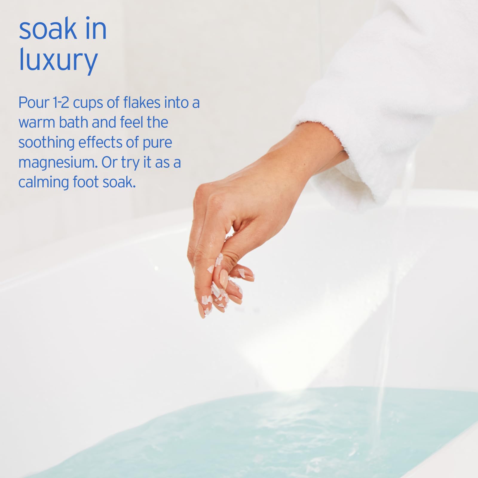 LIFE-FLO magnesium bath flakes used for a foot-soak after a long day.