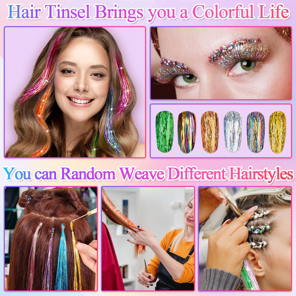 LifeisLuck black hair clips and ponytail hoops – secure tinsel accents quickly.