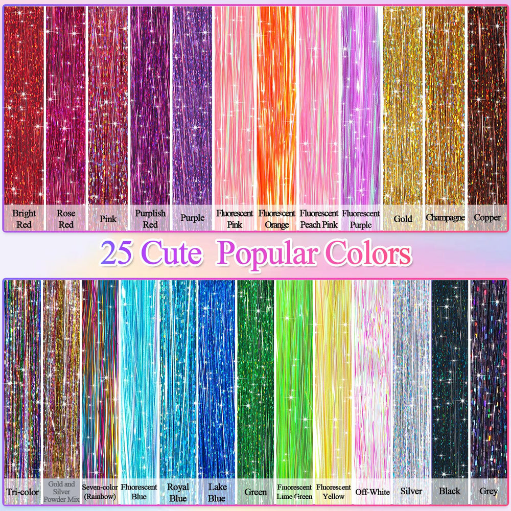 LifeisLuck heat-resistant tinsel fiber – durable shine during styling with heat tools.