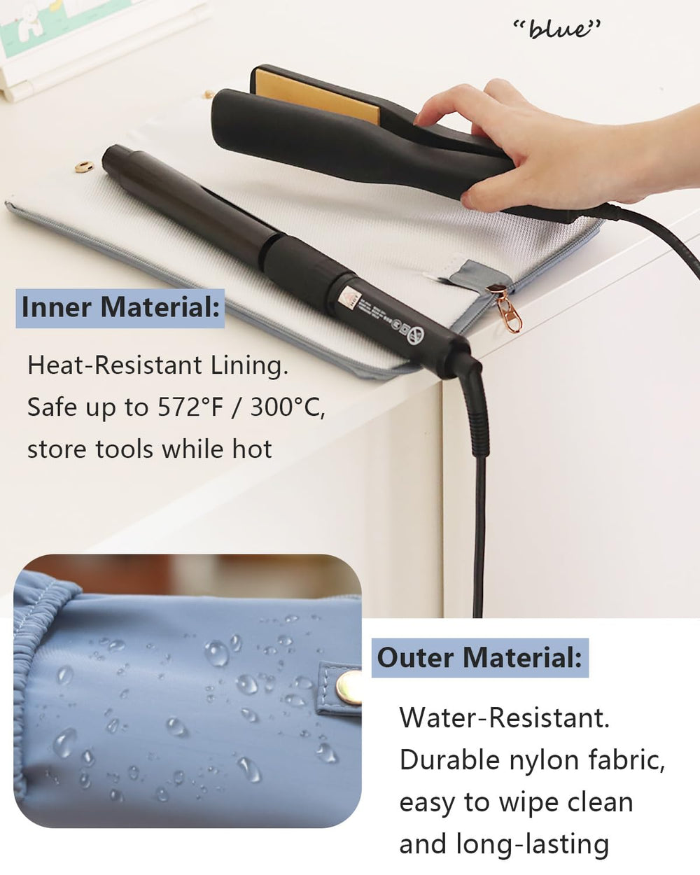 Lifeplus heat-resistant interior up to 572°F protects hot tools.