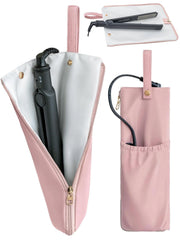Lifeplus pink holder-mat for hot tools shows flat storage for 2–3 irons.