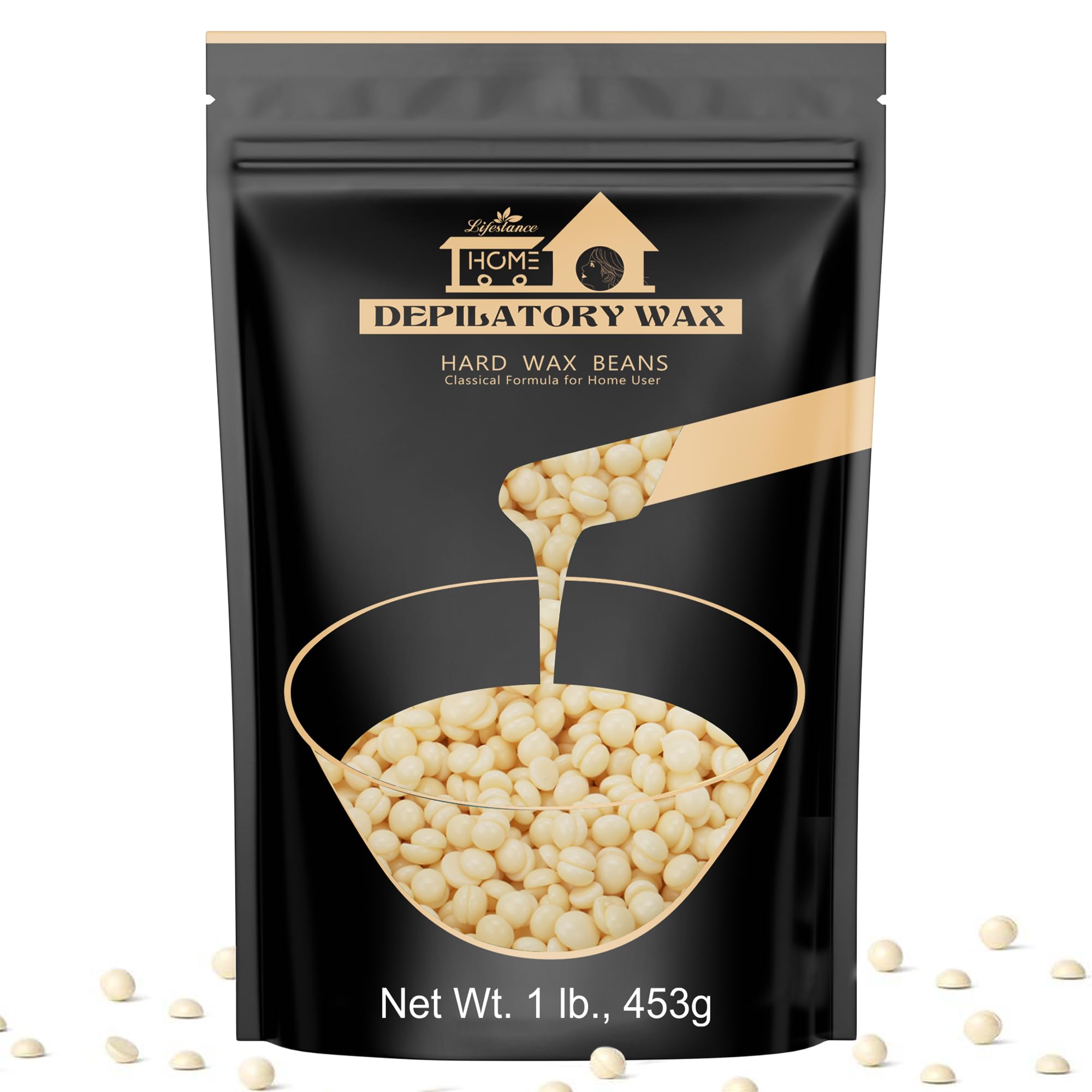 Lifestance 1lb hard wax beads pack shot for at-home waxing on sensitive skin.