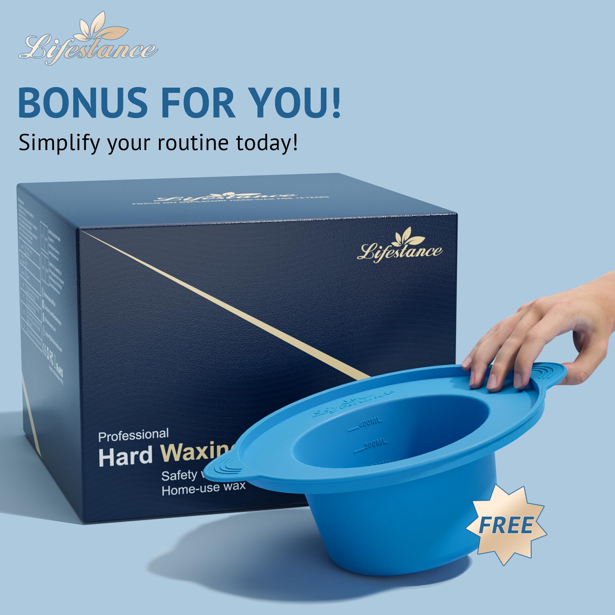Lifestance blue wax targets coarse hair for efficient body and bikini waxing.