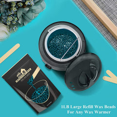 Lifestance Jasmine wax beads application close-up; smooth melting for comfortable waxing sessions.