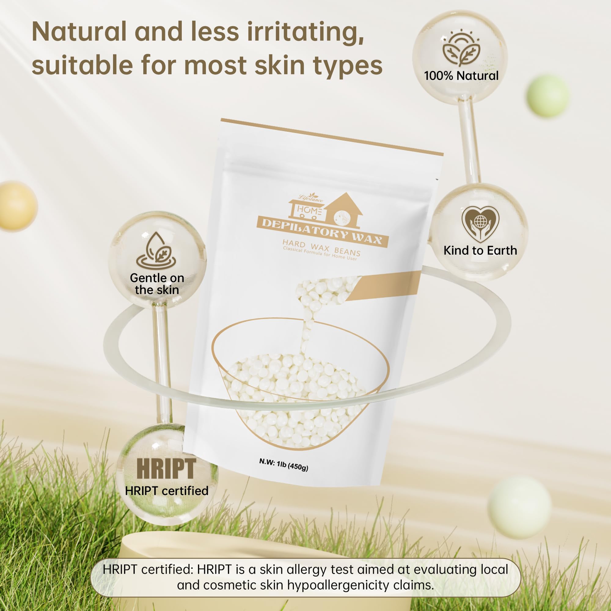 Lifestance Pearl White Wax Beads melt closeup shows fragrance-free application suitable for sensitive skin
