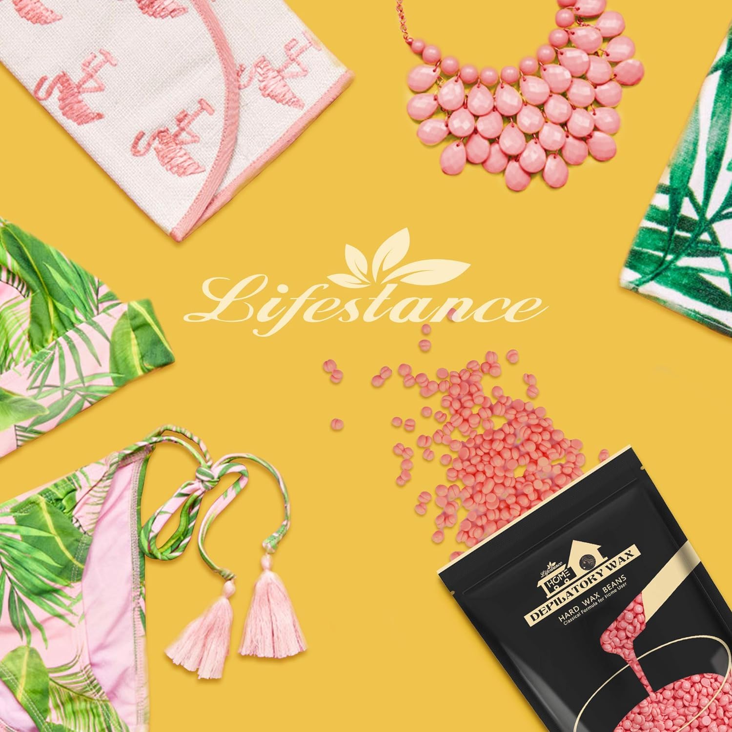 Lifestance pink hard wax beads applied thinly for comfortable waxing