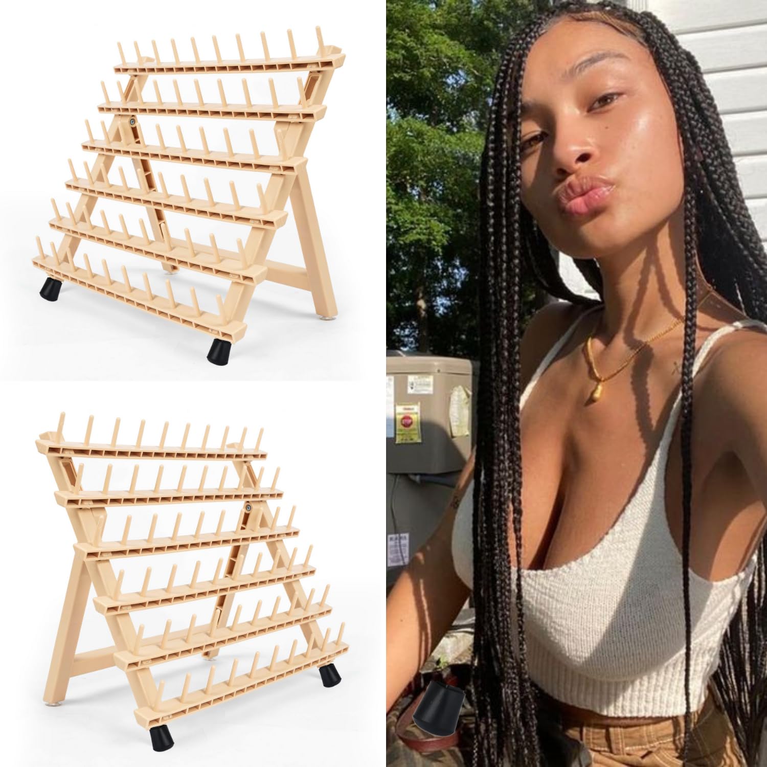 Lightmay compact storage hair rack keeps pieces neatly separated.