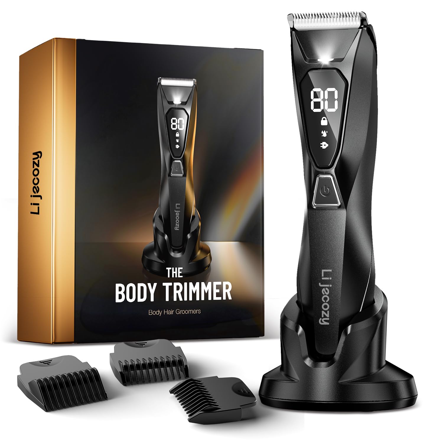 Lijecozy cosmic black body trimmer front view for precise grooming.