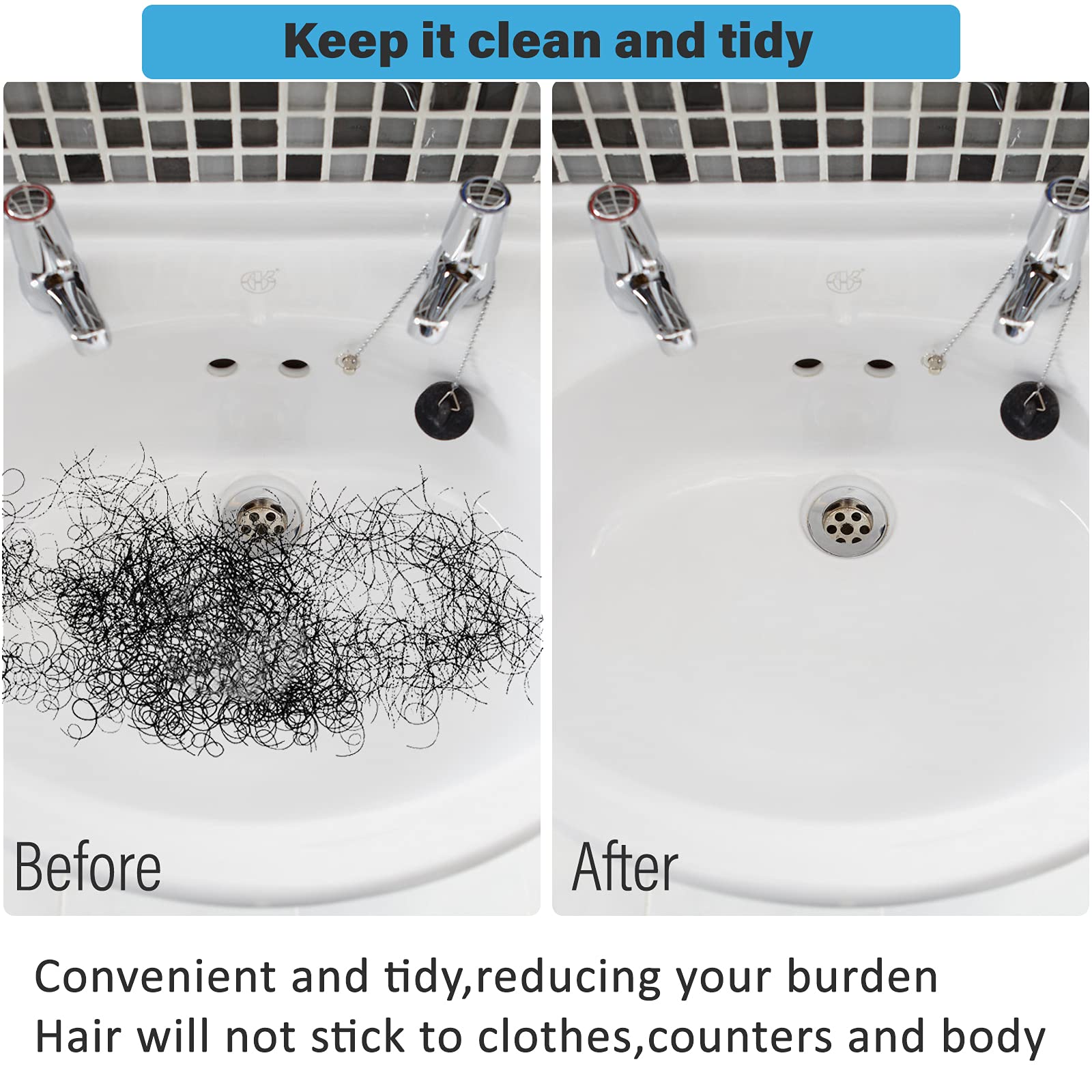 Beard bib preventing spills to keep sink tidy during trimming
