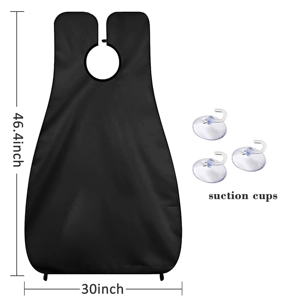 Likeny beard bib with suction cups securing to a mirror for stability