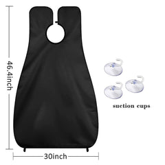 Likeny beard bib with suction cups securing to a mirror for stability