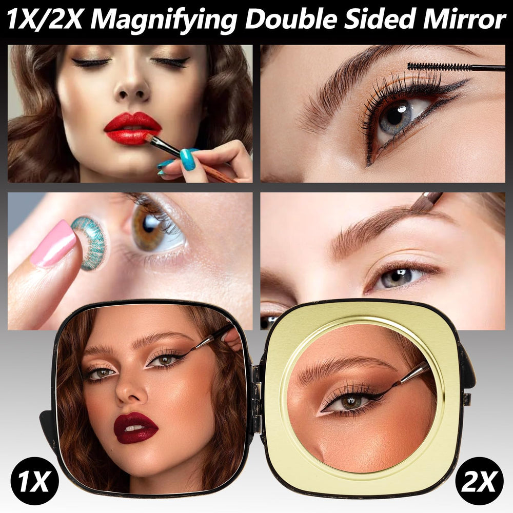 LIKSANGMETALS square wallet-ready mirror fits compact carry at 3.0 x 2.8 inches.