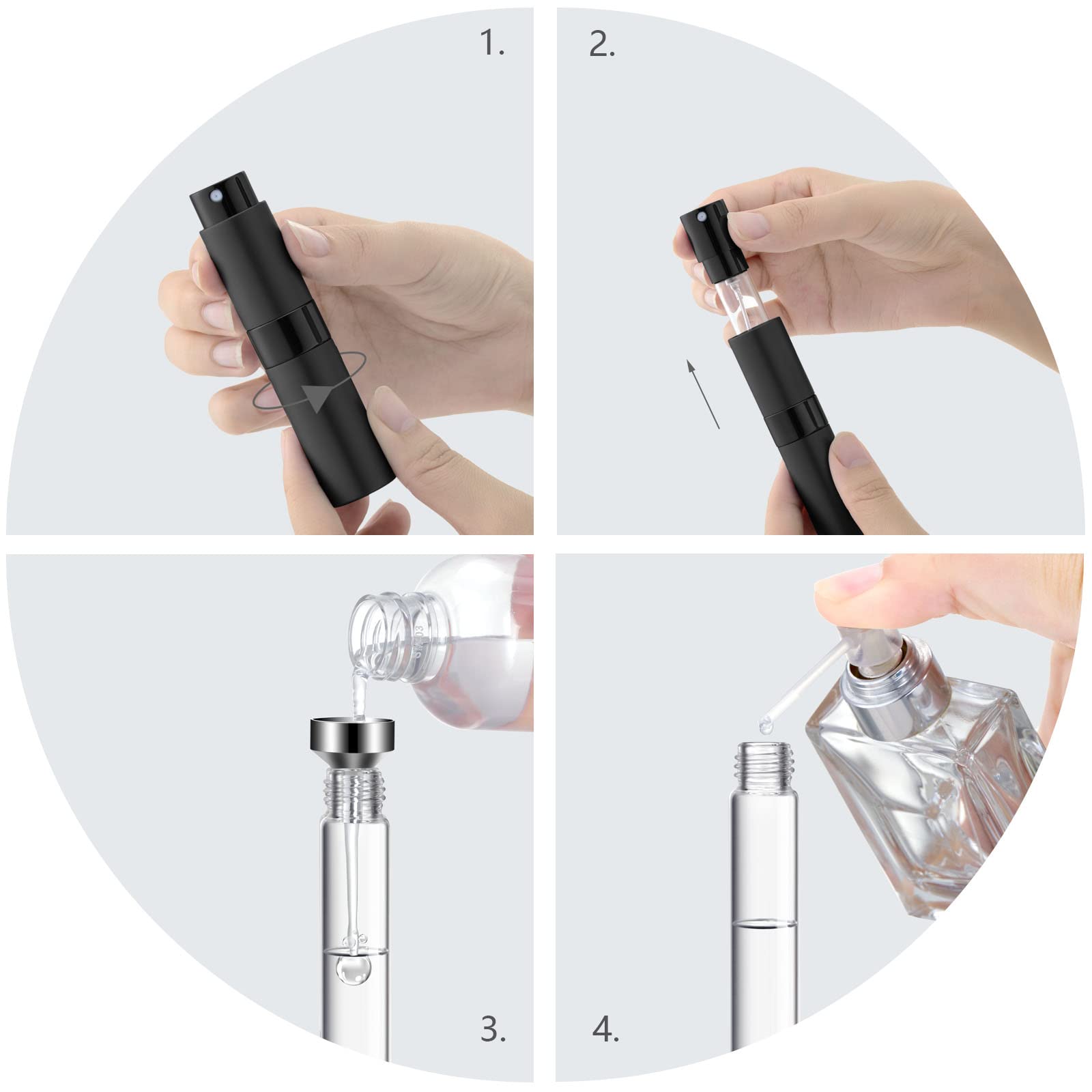 Lil Ray funnels and droppers—complete refill set for mess-free transfer.