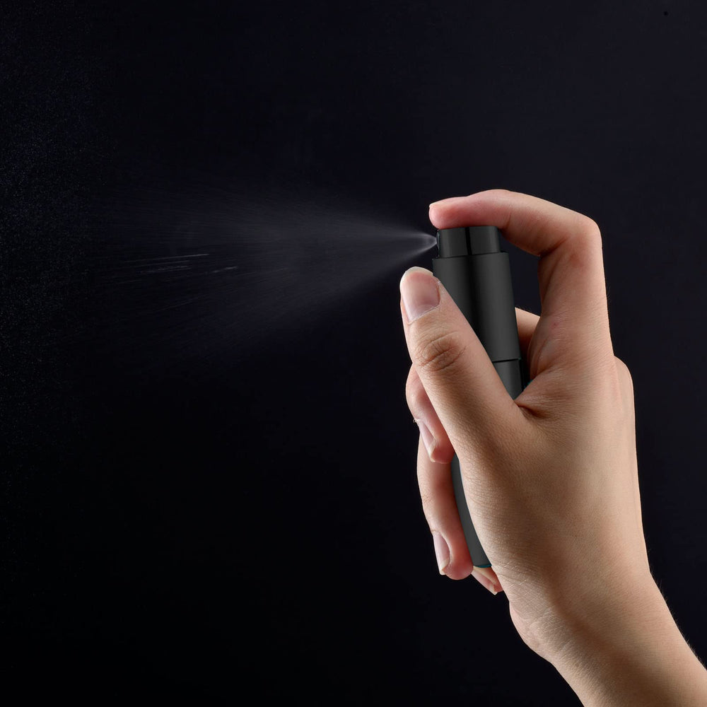 Lil Ray 8ml portable perfume atomizer body—sleek matte black finish for everyday carry.