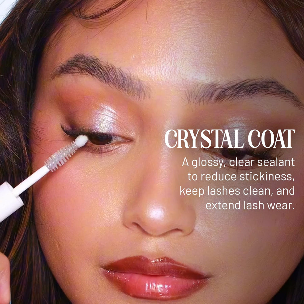 Lilac St Crystal Coat inside-wand application demonstrates quick even seal for comfortable lashes