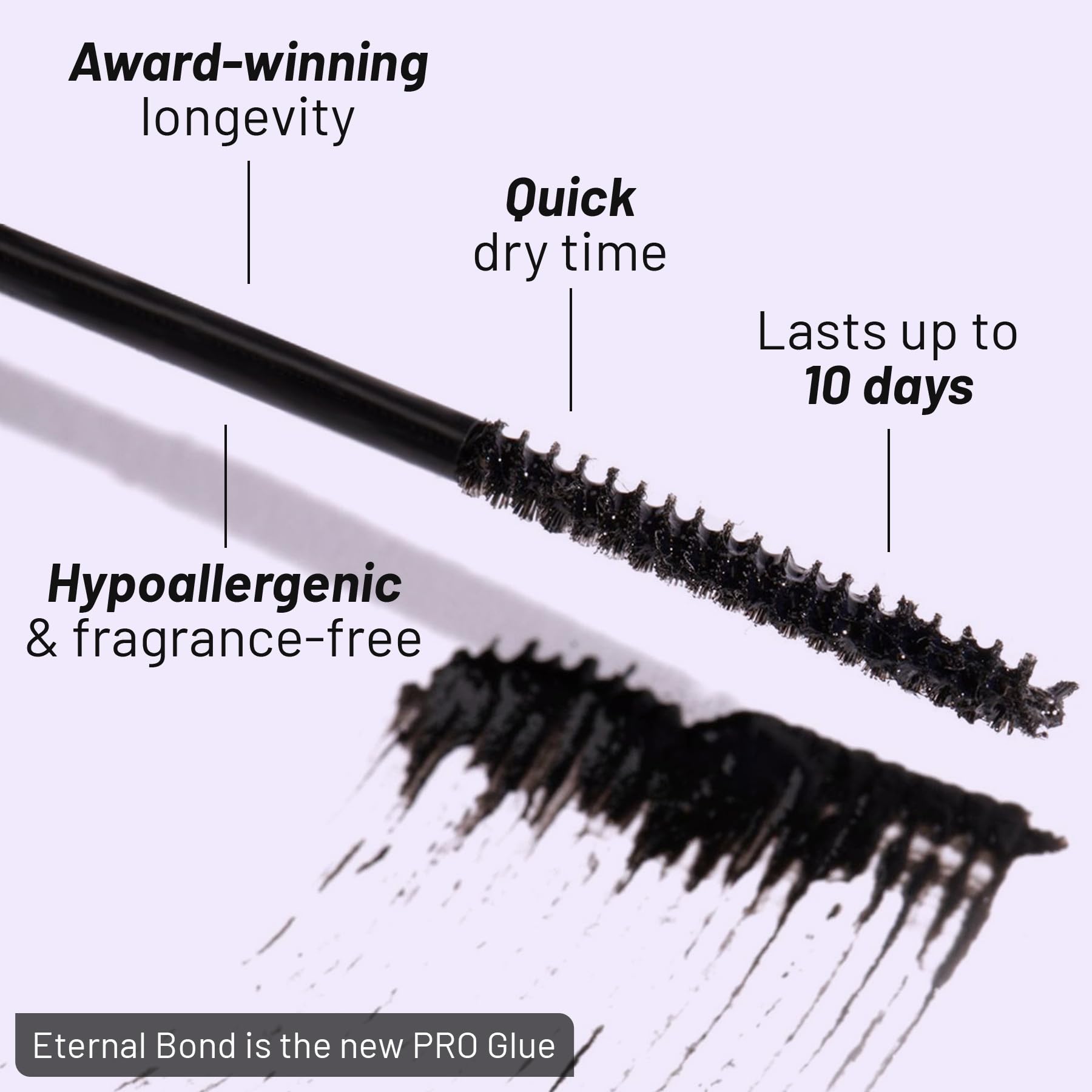 Lilac St Eternal Bond Lash Glue 0.16 oz packaging close-up.