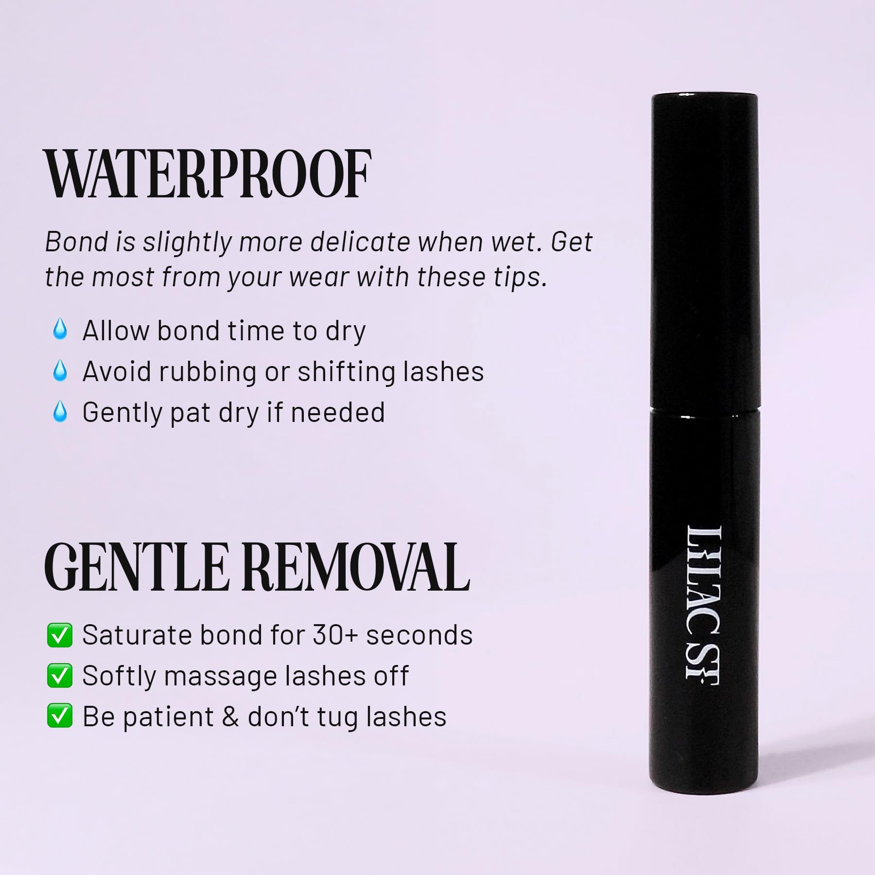 Lilac St Eternal Bond Lash Glue dries black, creating an eyeliner-like finish.