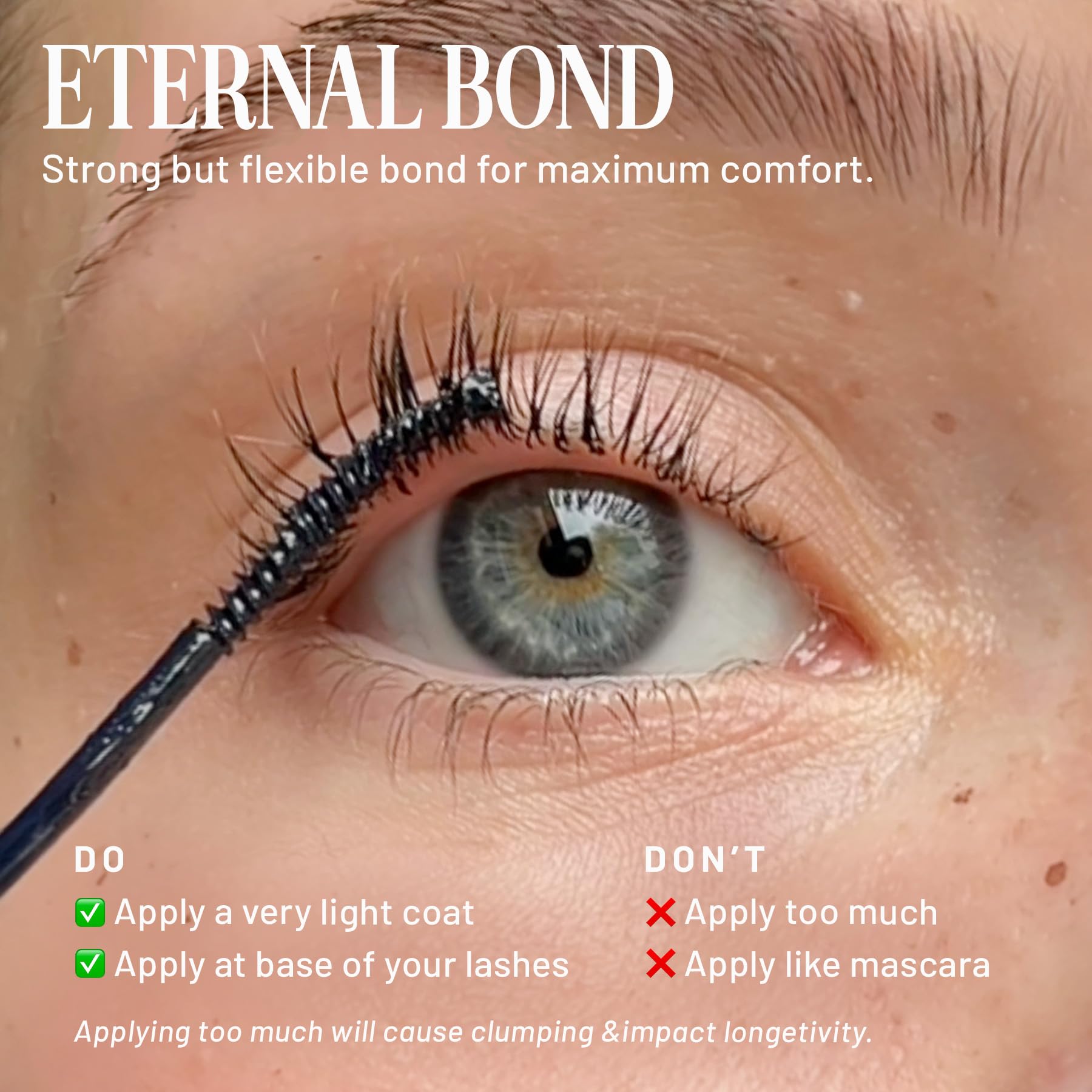 Lilac St Eternal Bond Lash Glue applied under lashes for precise placement.
