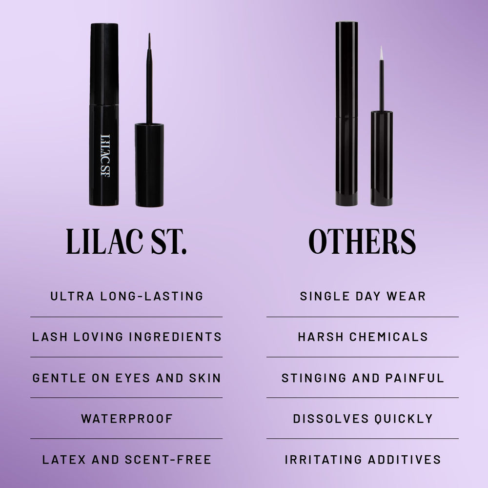 Lilac St Lock-It-Bond base-application on natural lashes