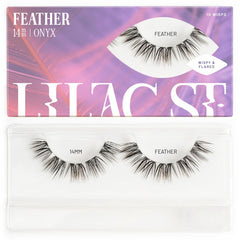 Lilac St pestañas plumas naturales, agrupaciones 14mm, efecto ojo gato suave.