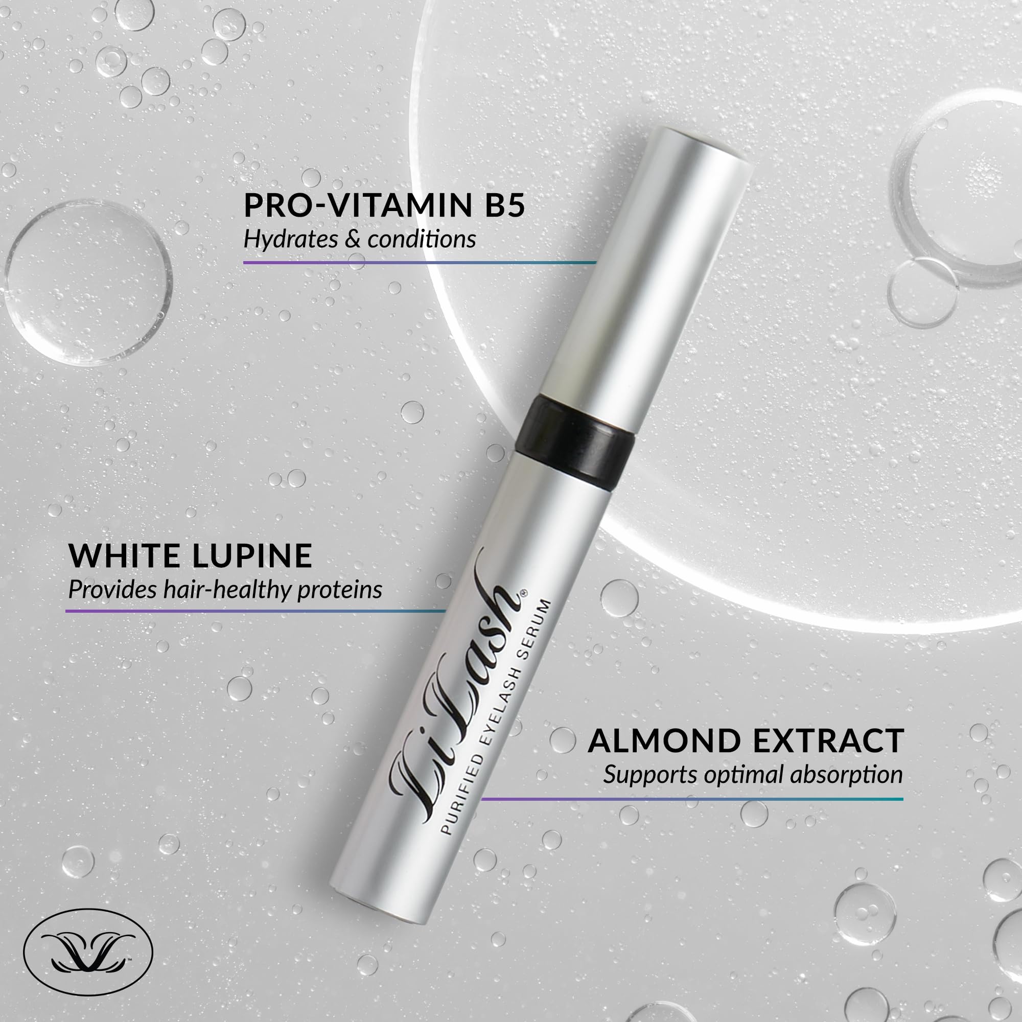 LiLash Purified Eyelash Serum application on upper eyelid for safe nightly use.