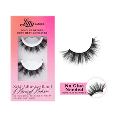 Lilly Lashes 3D self-adhesive eyelashes band for quick, glue-free wear.