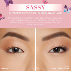 Butterfl-eyes half lash outer corner blends with real lashes for subtle definition.