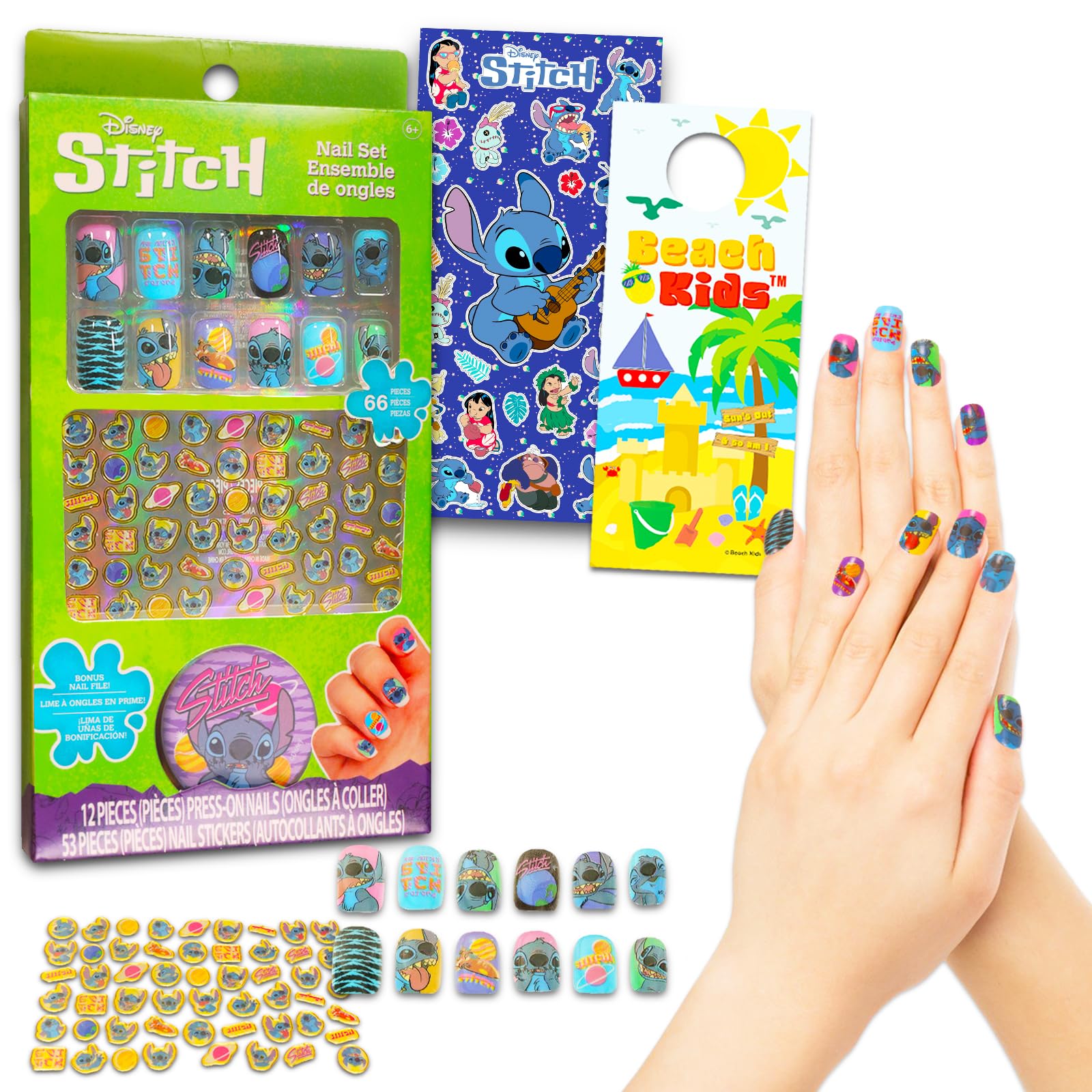 Lilo and Stitch Stitch Nail Art Set components showcased for creative at-home nail design sessions