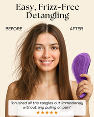 Lily England Detangler Brush close-up shows 400+ flexible bristles for gentle detangling.