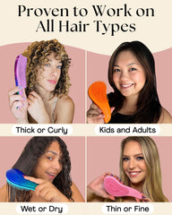 Lily England detangler brush closeup purple — 400 flexible bristles reduce breakage