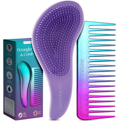 Lily England detangler brush set purple — smooth knot-free glide for all hair types