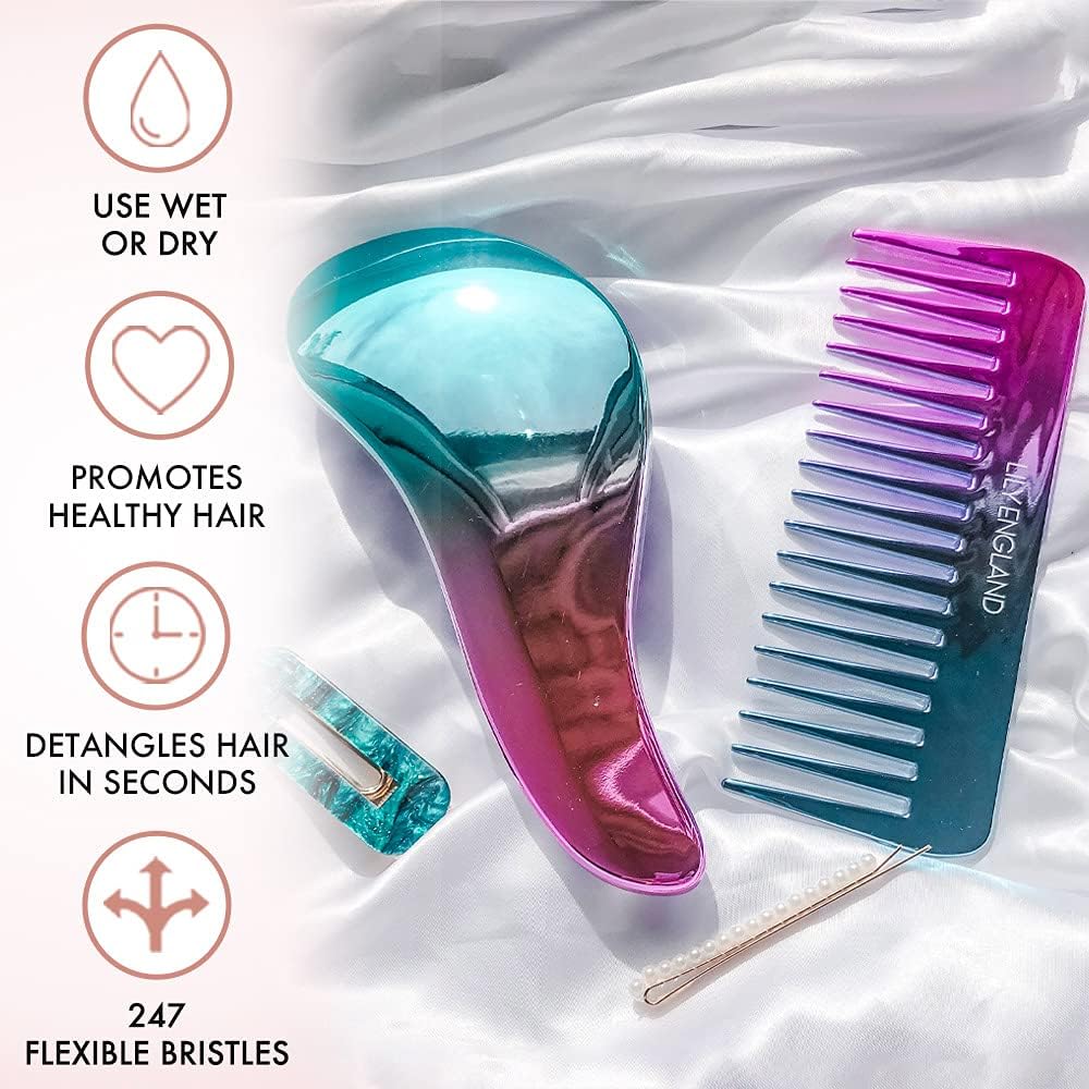 Lily England detangler brush storage purple — compact design for easy packing