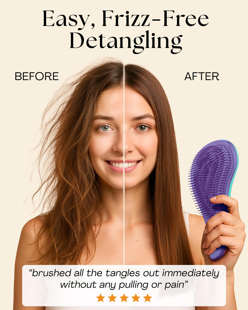 Lily England detangler comb wide-tooth purple — gentle detangling for wet and dry hair