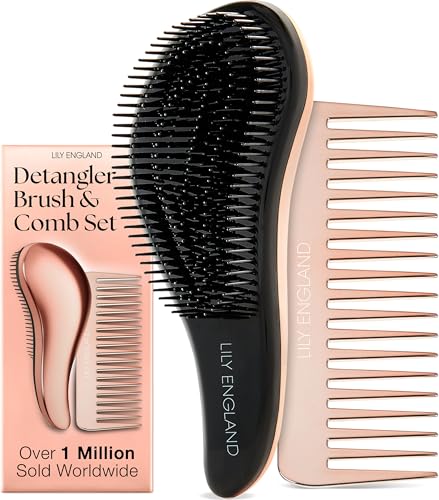 Lily England detangling comb rose gold for gentle knot removal.