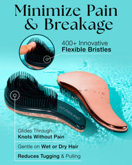 Lily England flexible-bristles detangler brush reduces hair-pull for smoother styling.