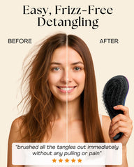 Lily England hair brush with ergonomic-handle enables easy, controlled brushing.