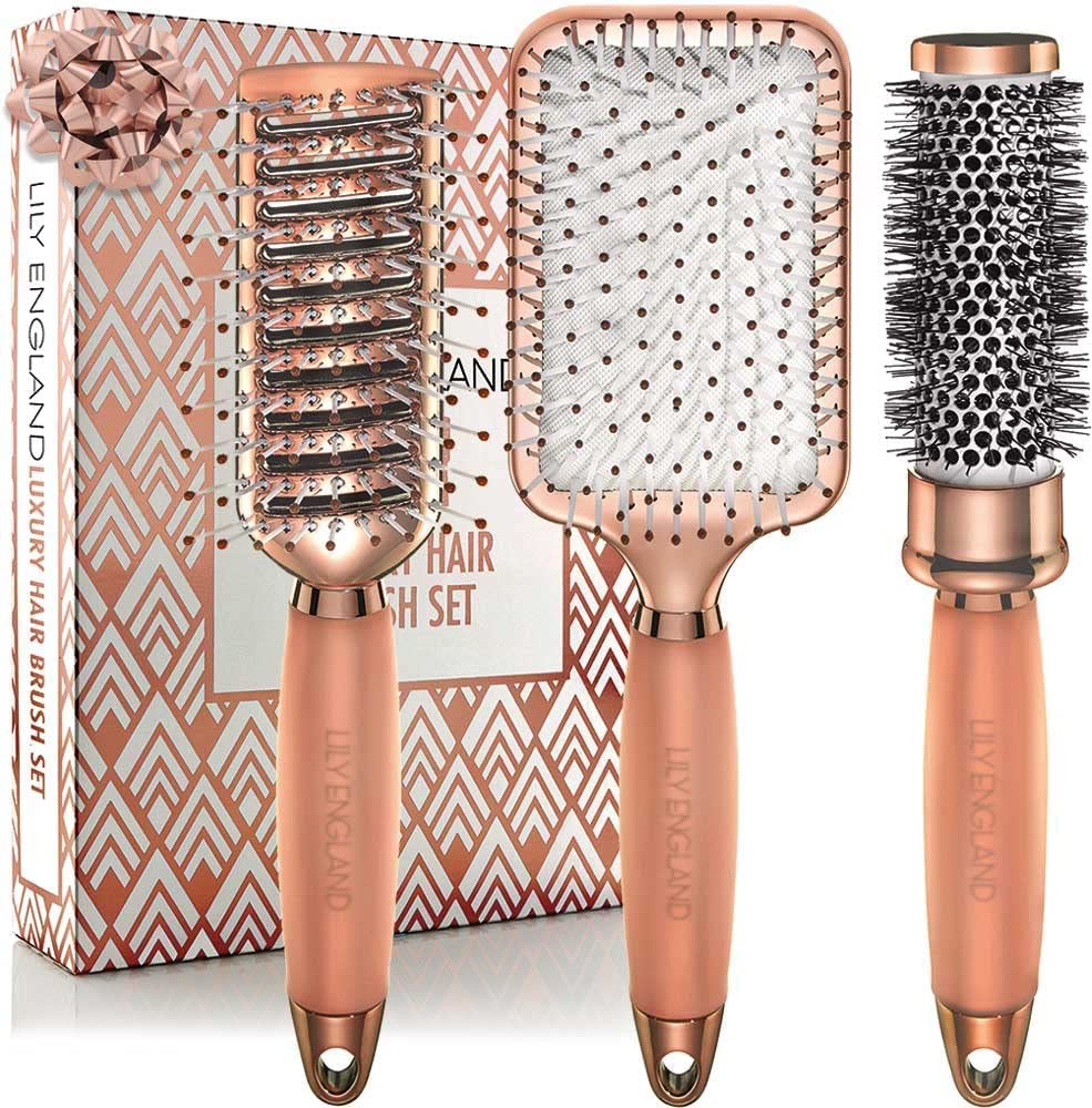 Lily England rose gold paddle brush for smooth styling and day-to-day frizz control.