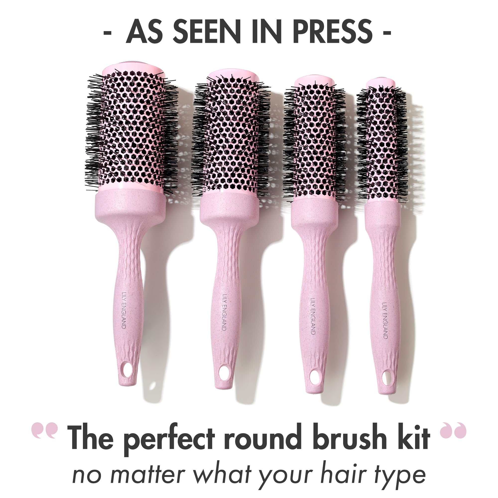 Lily England pink-handle close-up of the brush for smooth blowouts