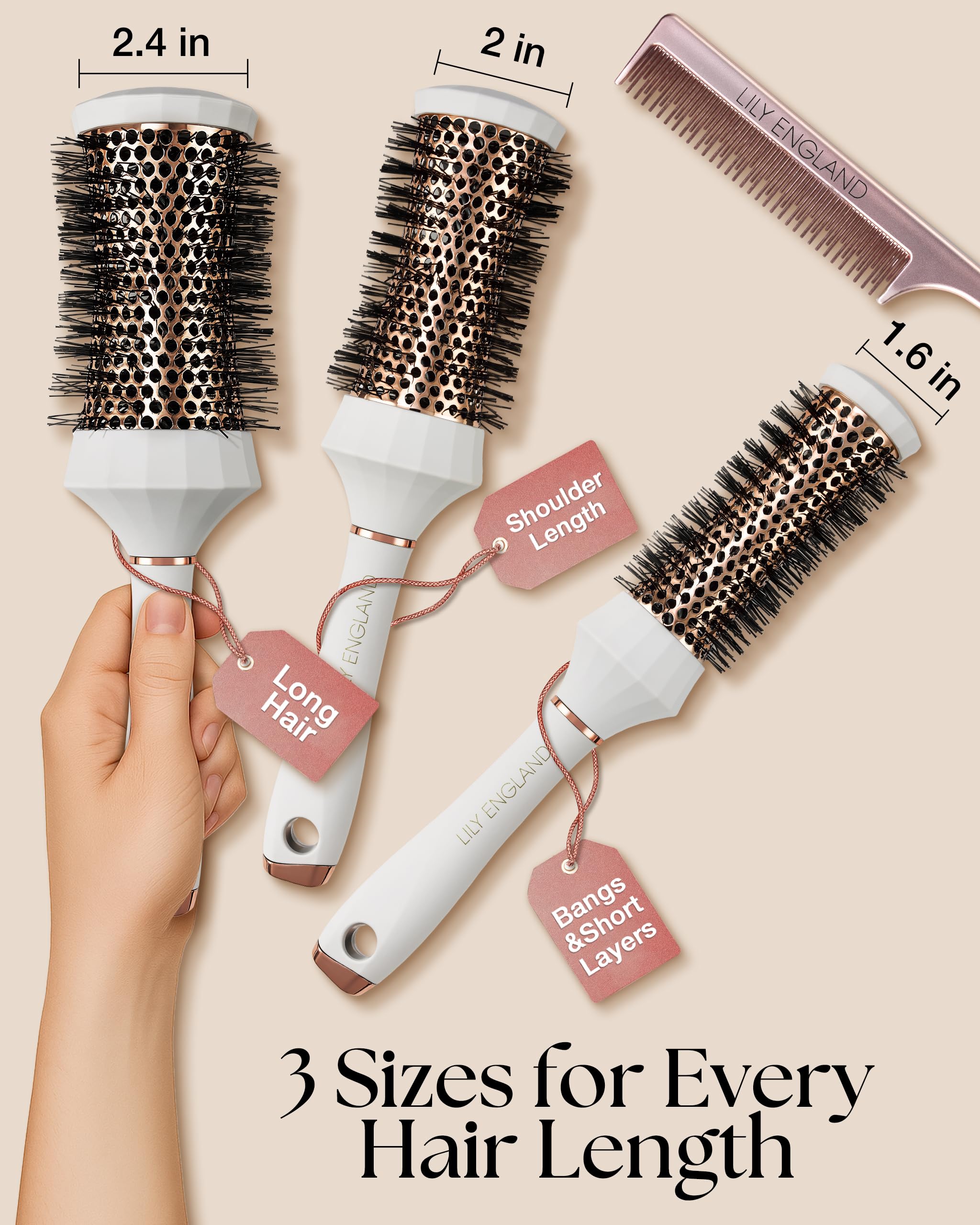 Lily England Round Brush Set large brush creates fuller blowouts and smooths lengths