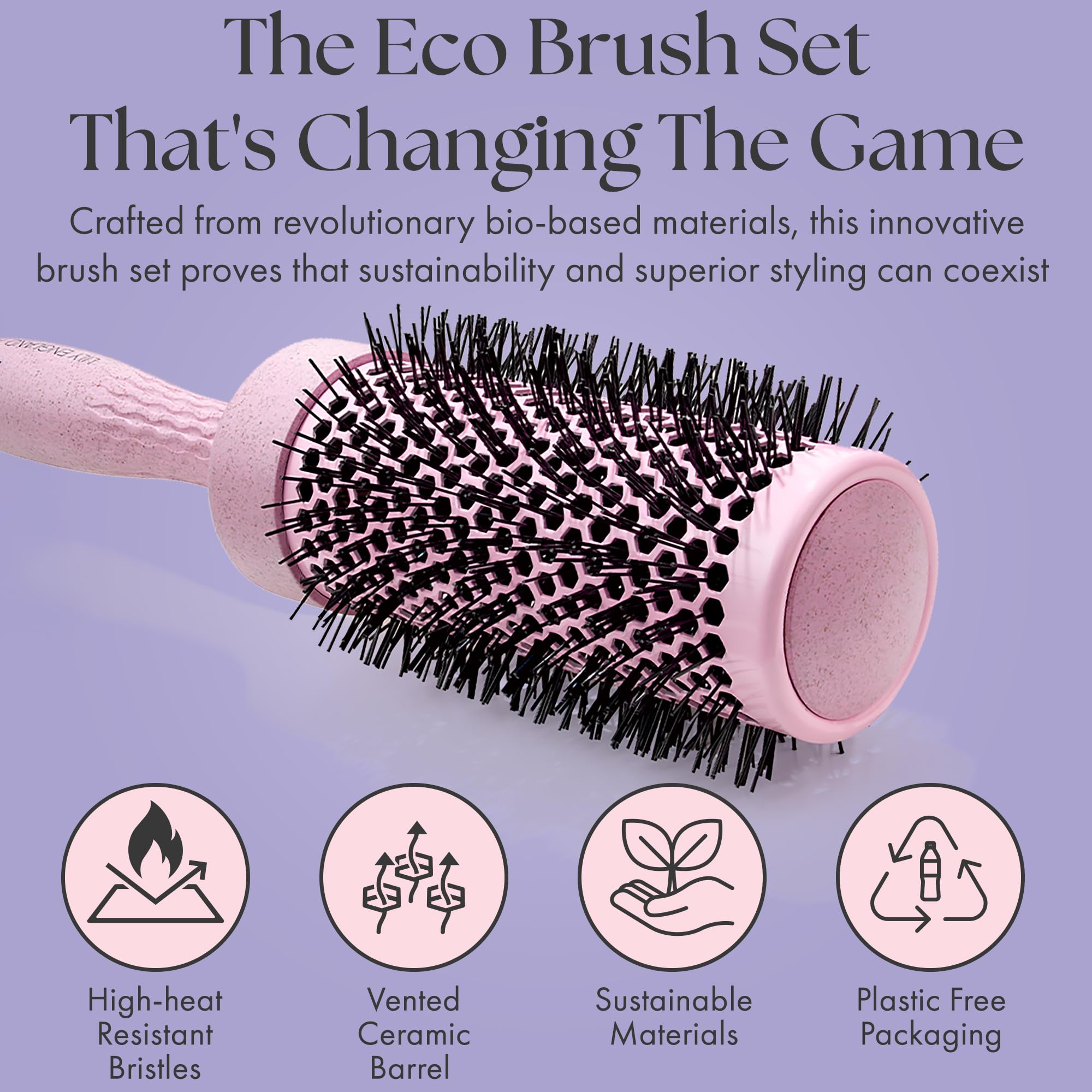 Lily England round brush set on a dressing table with pink aesthetic