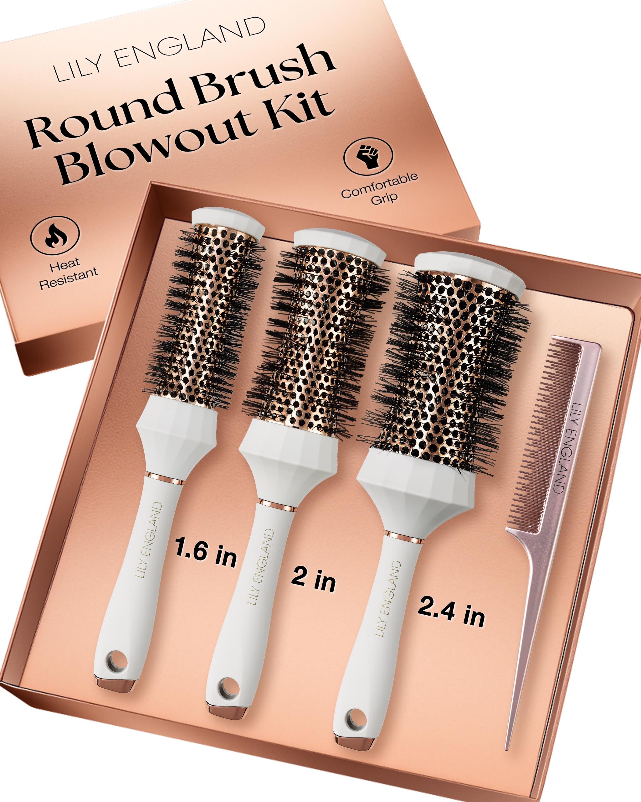 Lily England Round Brush Set small brush for precise styling and lift