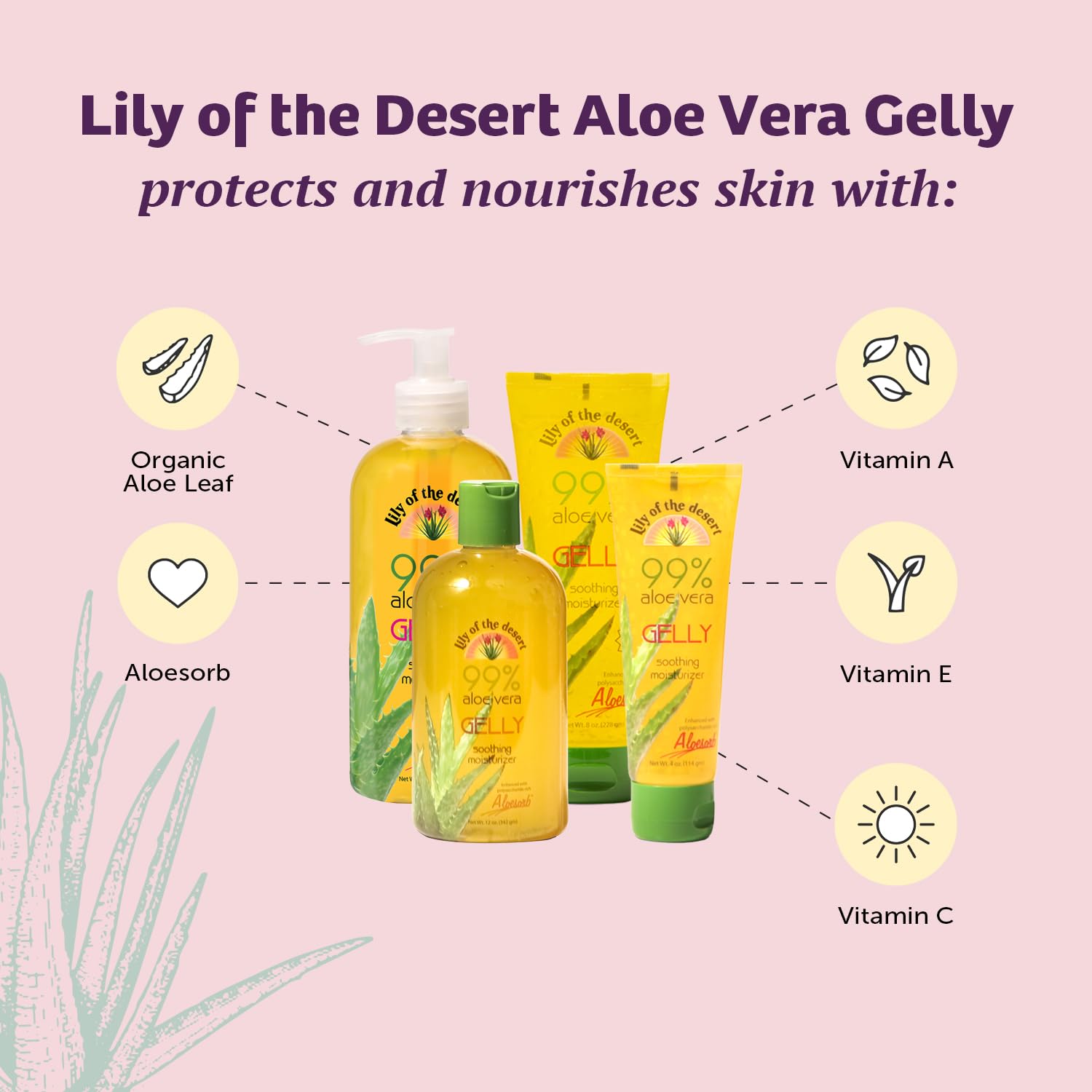 Lily of the Desert Gelly after suncare use depicts calming, refreshing skin recovery.