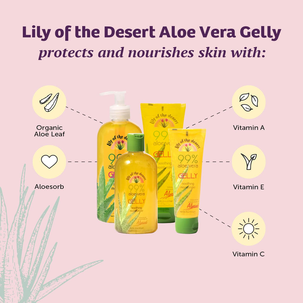 Lily of the Desert Gelly after suncare use depicts calming, refreshing skin recovery.