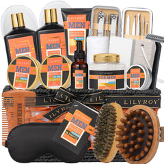 LILY ROY 26pcs bath gift basket for men—complete spa set for gifting.