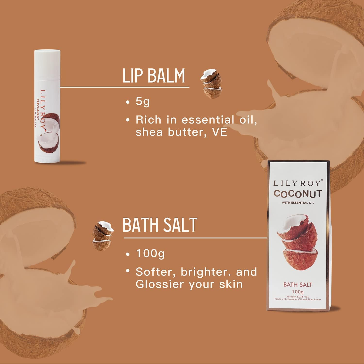 LILY ROY 8pc bath set bath salts offer calming bath experience with minerals.