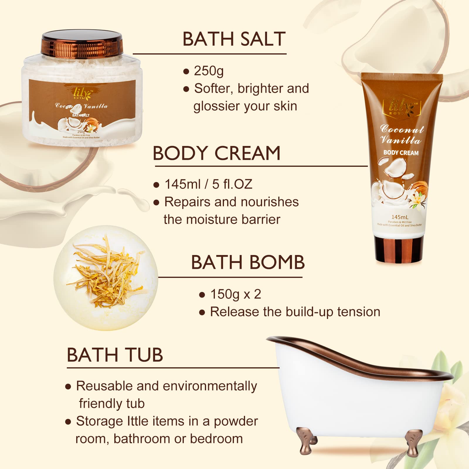 LILY ROY bath salt provides soothing aromatic relaxation