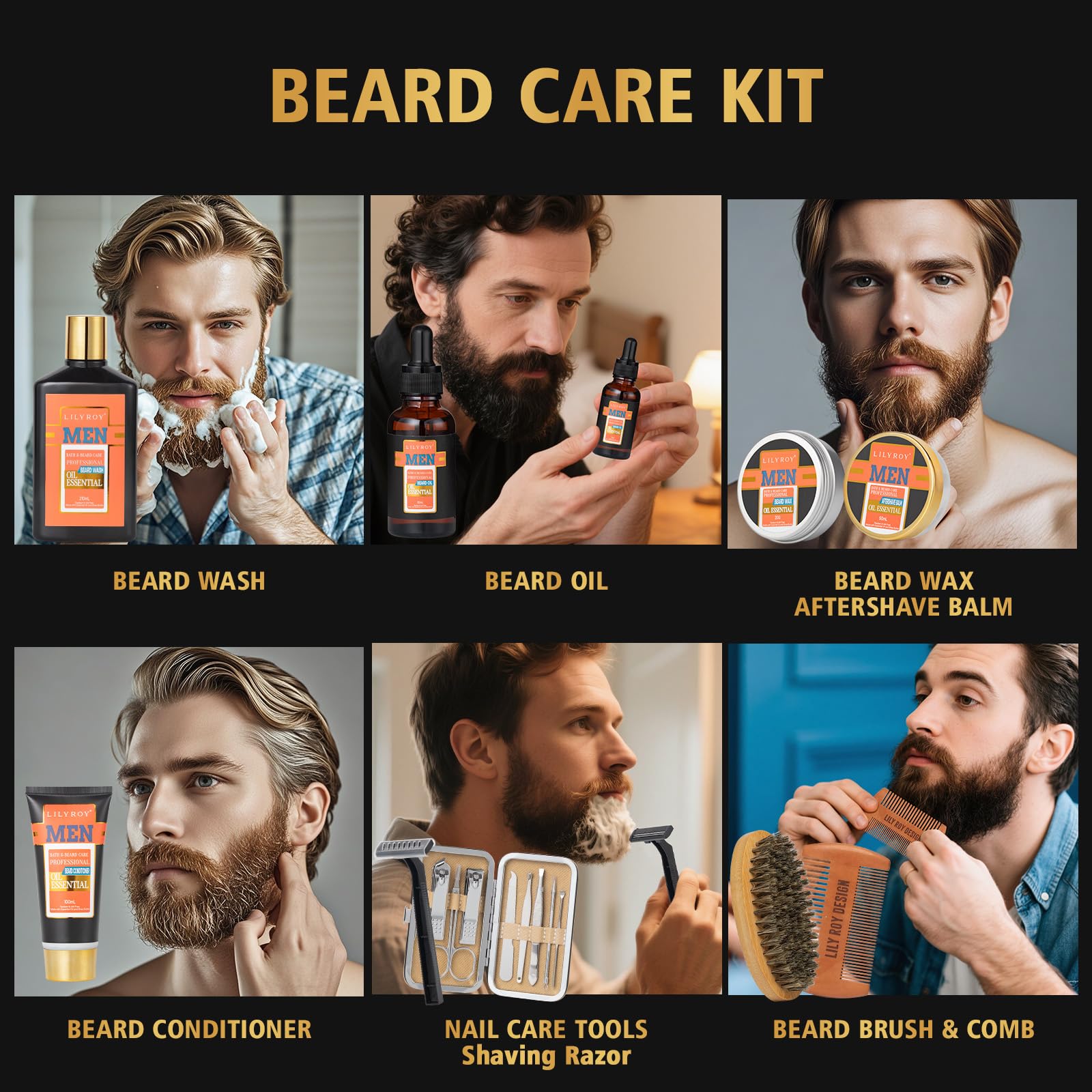 LILY ROY beard wash 210ml for easy grooming and cleansing.