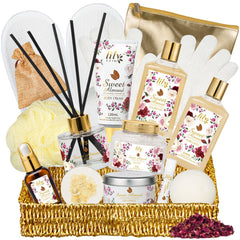 LILY ROY Christmas Spa Basket setup presents premium gift for at-home spa rituals.
