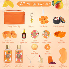 LILY ROY gift basket open to reveal shower gel, bath bomb, and more.