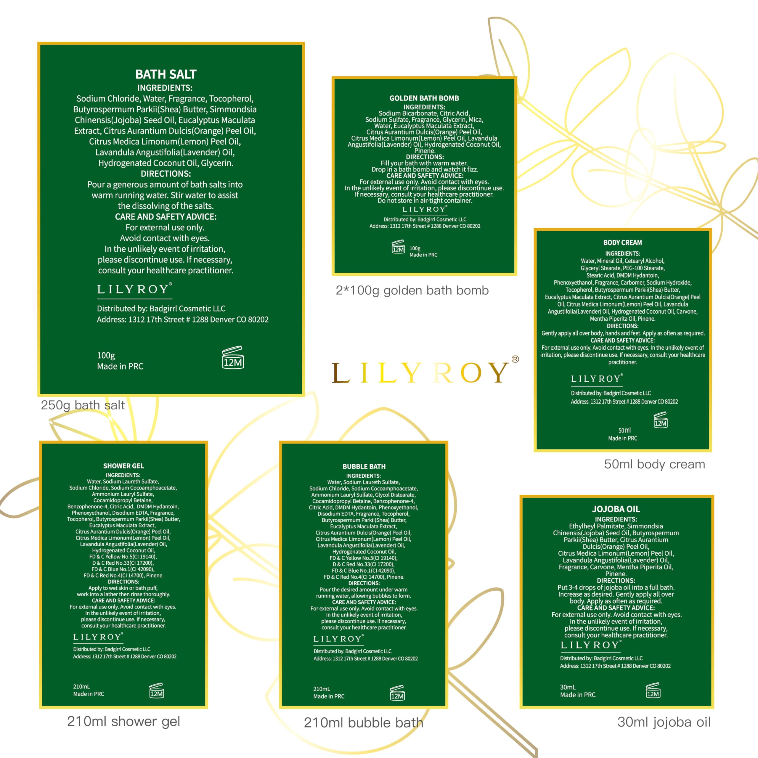 LILY ROY golden bath bomb for premium pampering moment.